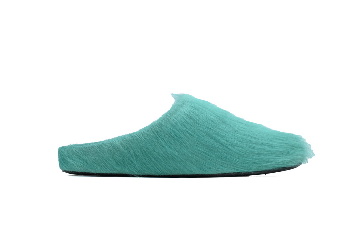 MARNI Long-Hair Calfskin Fussbett Sabot Dark Green