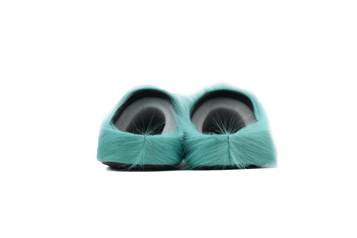 MARNI Long-Hair Calfskin Fussbett Sabot Dark Green