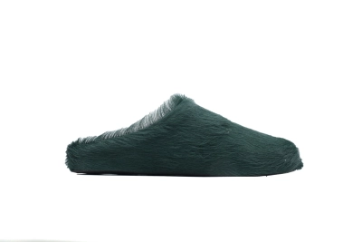 MARNI Long-Hair Calfskin Fussbett Sabot Deep Green 02