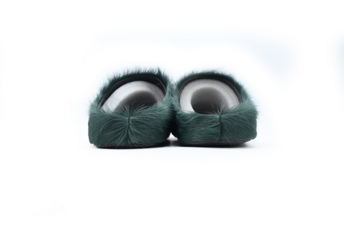 MARNI Long-Hair Calfskin Fussbett Sabot Deep Green