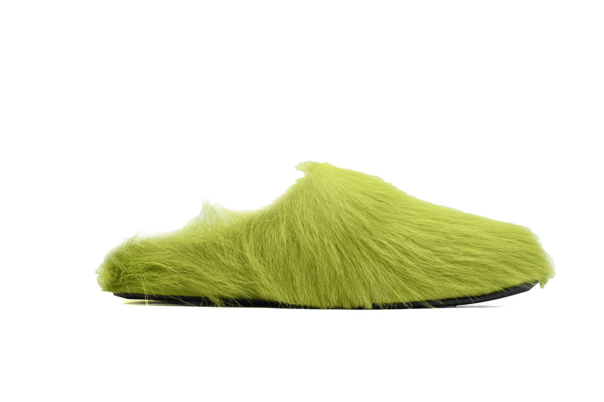 MARNI Long-Hair Calfskin Fussbett Sabot Green