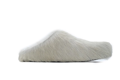 MARNI Long-Hair Calfskin Fussbett Sabot Grey 02