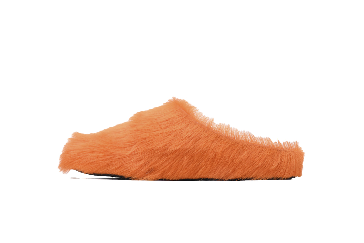 MARNI Long-Hair Calfskin Fussbett Sabot Orange