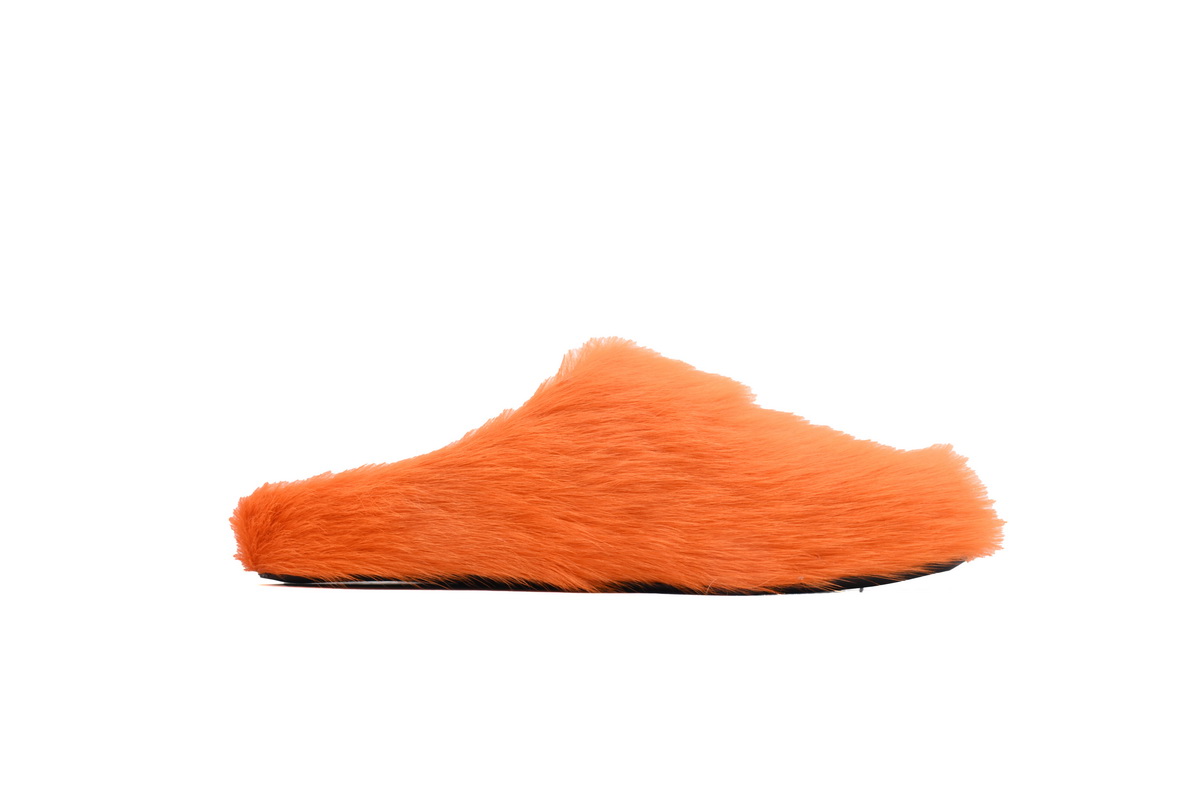 MARNI Long-Hair Calfskin Fussbett Sabot Orange