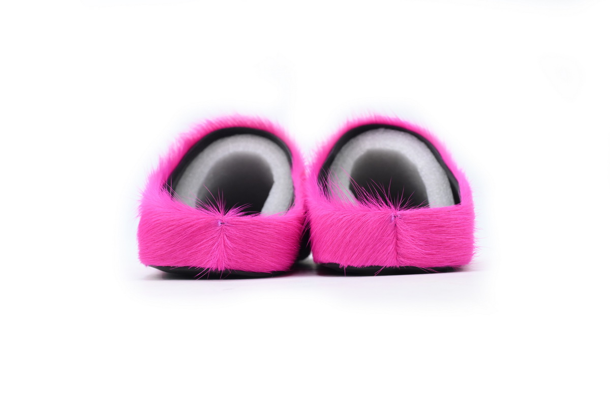MARNI Long-Hair Calfskin Fussbett Sabot Rose Red