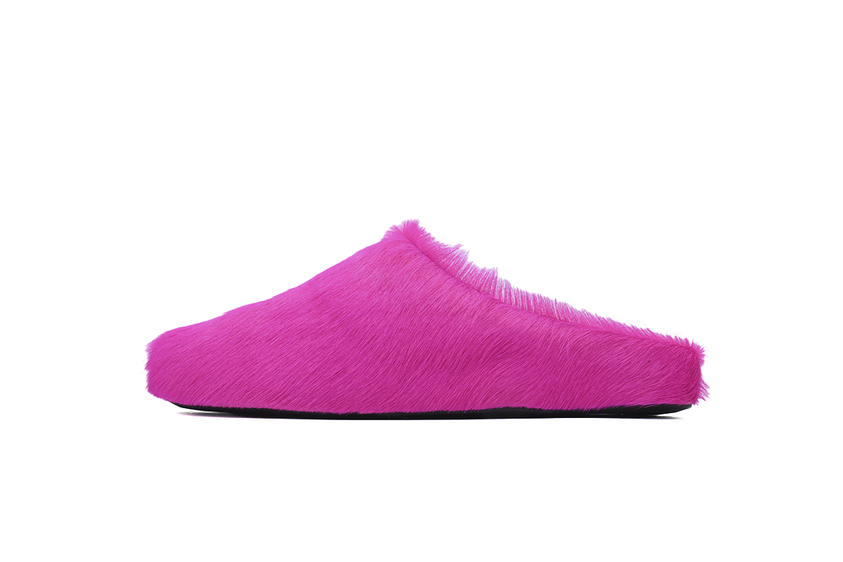 MARNI Long-Hair Calfskin Fussbett Sabot Rose Red