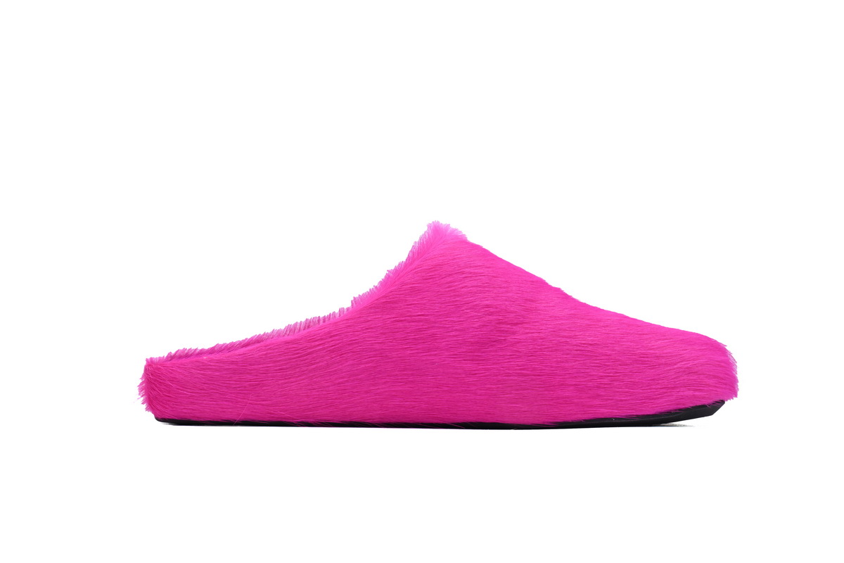 MARNI Long-Hair Calfskin Fussbett Sabot Rose Red