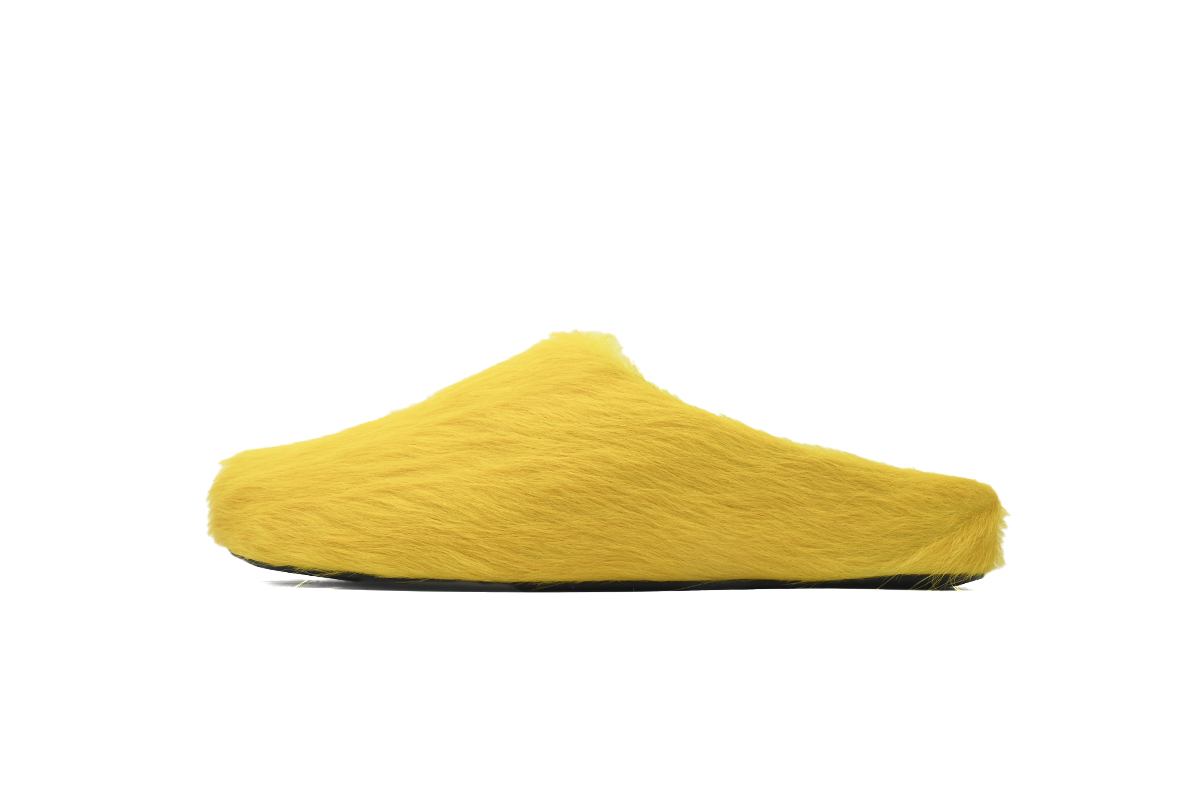 MARNI Long-Hair Calfskin Fussbett Sabot Yellow