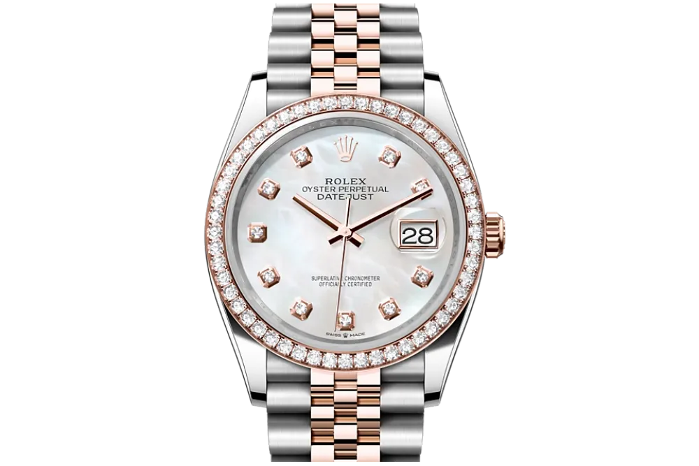 RSNOW Rolex Datejust 36 Oyster-36 mm-Oystersteel and Everose Gold and Diamonds Reference 126281RBR m126281RBR-0009