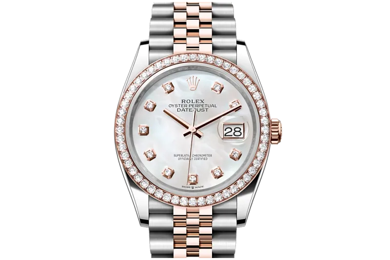 RSNOW Rolex Datejust 36 Oyster-36 mm-Oystersteel and Everose Gold and Diamonds Reference 126281RBR m126281RBR-0009