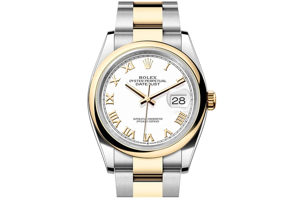 RSNOW Rolex Datejust 36 Steel & Yellow Gold White Roman Dial Reference 126203 m126203-0030