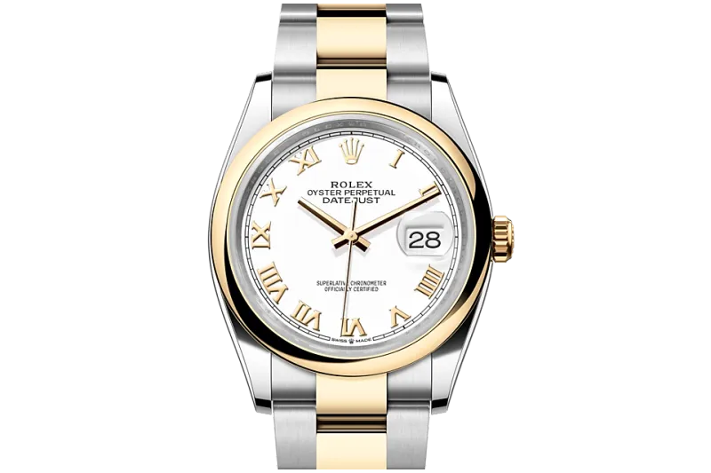 RSNOW Rolex Datejust 36 Steel & Yellow Gold White Roman Dial Reference 126203 m126203-0030