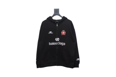 Balenciaga Miami Exclusive Soccer Zip Up Hoodie Black 01