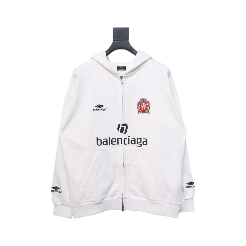 Balenciaga Miami Exclusive Soccer Zip Up Hoodie White