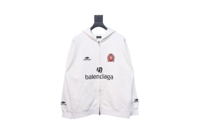 Balenciaga Miami Exclusive Soccer Zip Up Hoodie White 01