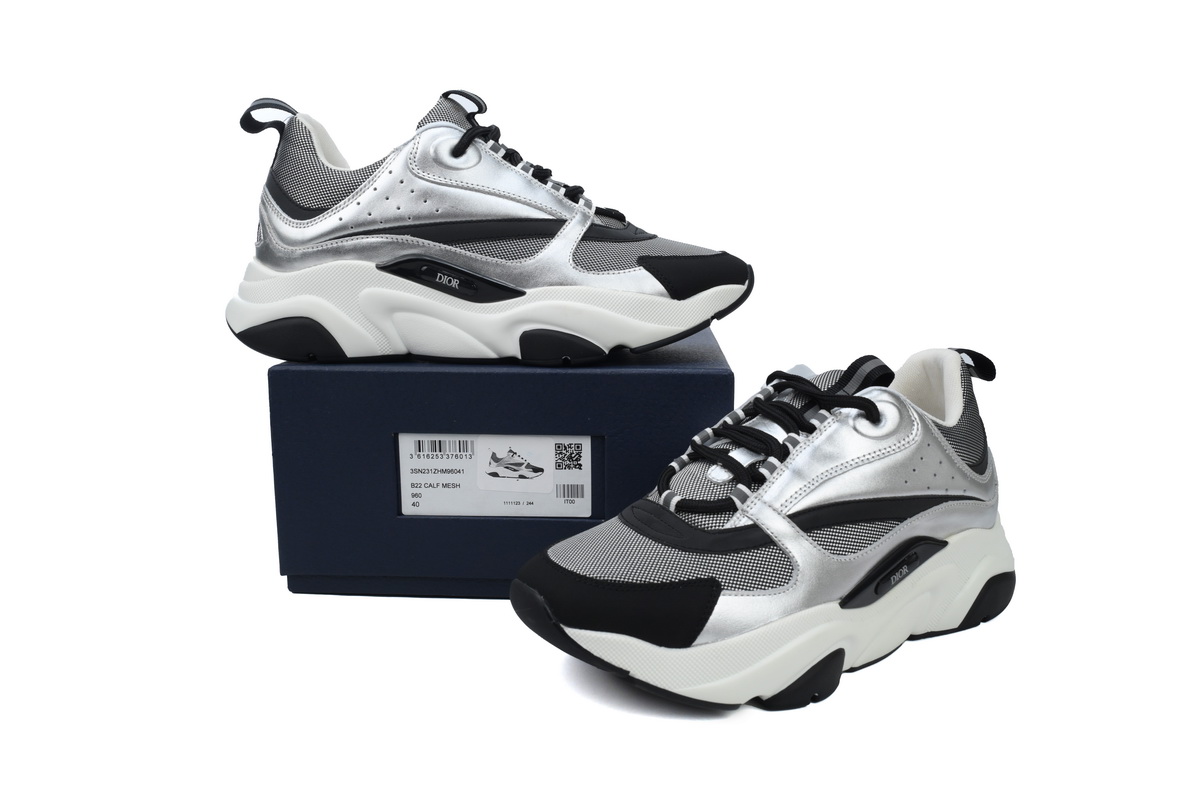 Dior B22 Silver Black Reps Sneakers 3SN231YIY_H169