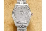 RSNOW Rolex Datejust 36 Iced Out Factory Silver Dial Genuine Diamonds Watch