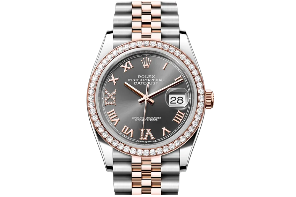 RSNOW Rolex Datejust 36 Oyster-36 mm-Oystersteel and Everose gold and Diamonds Reference 126281RBR m126281RBR-0011
