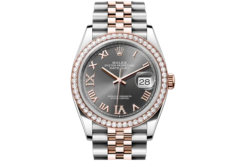 RSNOW Rolex Datejust 36 Oyster-36 mm-Oystersteel and Everose gold and Diamonds Reference 126281RBR m126281RBR-0011