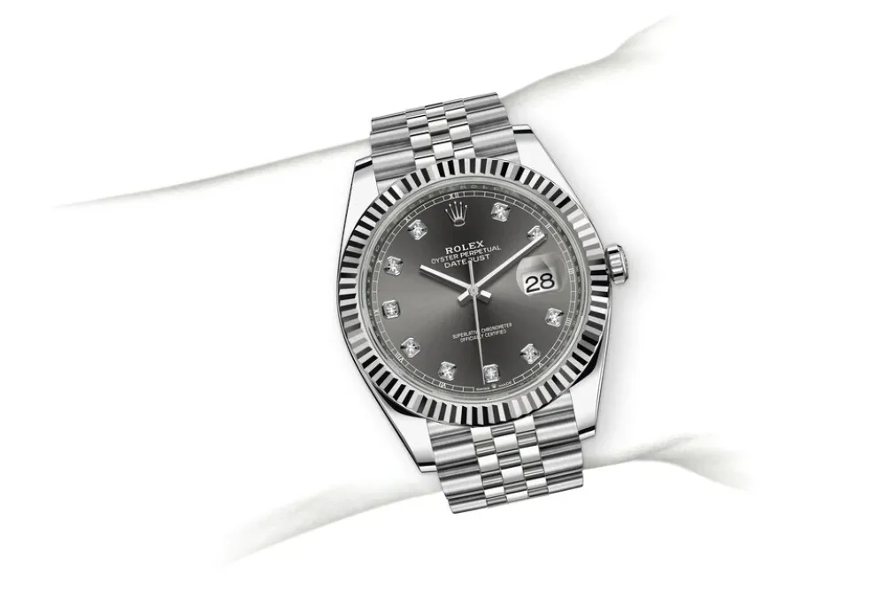 RSNOW Rolex Datejust 41 Oyster-41 mm-Oystersteel and White Gold Reference 126334 m126334-0006