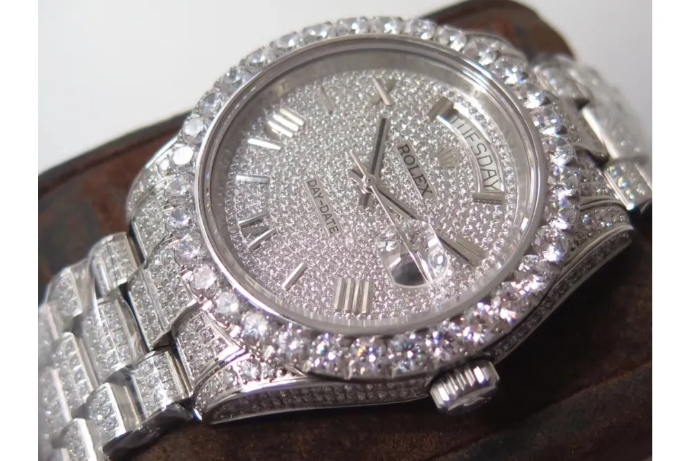 RSNOW Rolex Day-Date II Presidential VVS Moissanite Diamond Watch