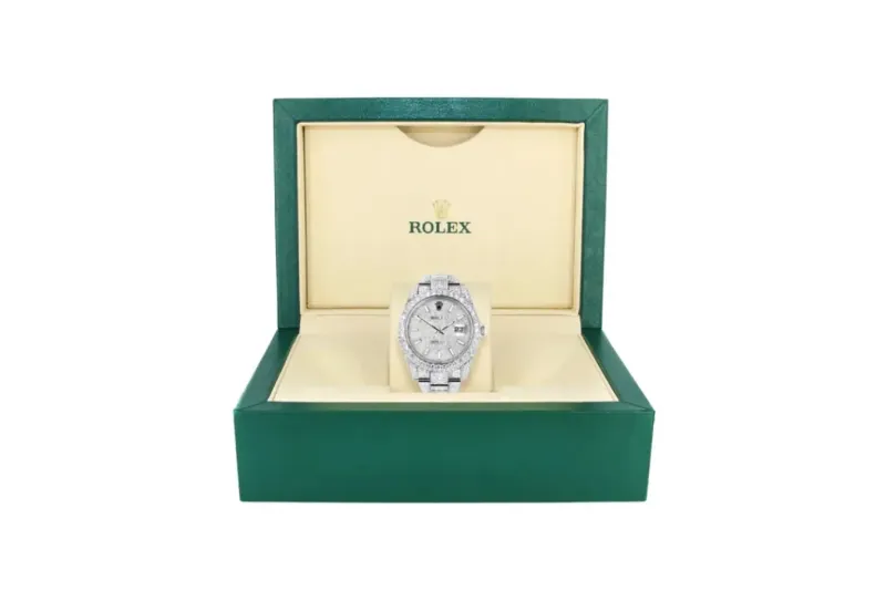 RSNOW Rolex Diamond Embezzled Datejust 41 Silver 5996 100000612DED4 (mossanite)