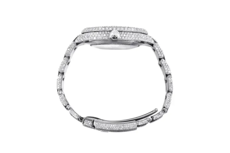RSNOW Rolex Diamond Embezzled Datejust 41 Silver 5996 100000612DED4 (mossanite)