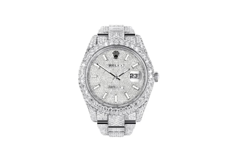 RSNOW Rolex Diamond Embezzled Datejust 41 Silver 5996 100000612DED4 (mossanite)