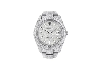 RSNOW Rolex Diamond Embezzled Datejust 41 Silver 5996 100000612DED4 (mossanite) 01