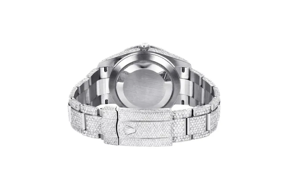 RSNOW Rolex Diamond Embezzled Datejust 41 Silver 5996 100000612DED4 (mossanite)