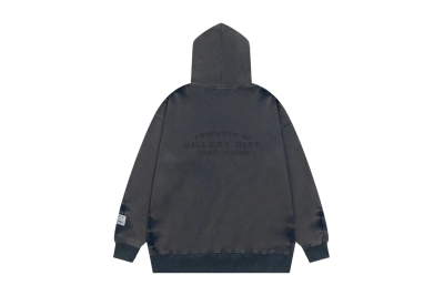Lanvin x Gallery Dept. Logo Hoodie With A Worn Effect And Paint Marks Navy Blue 02