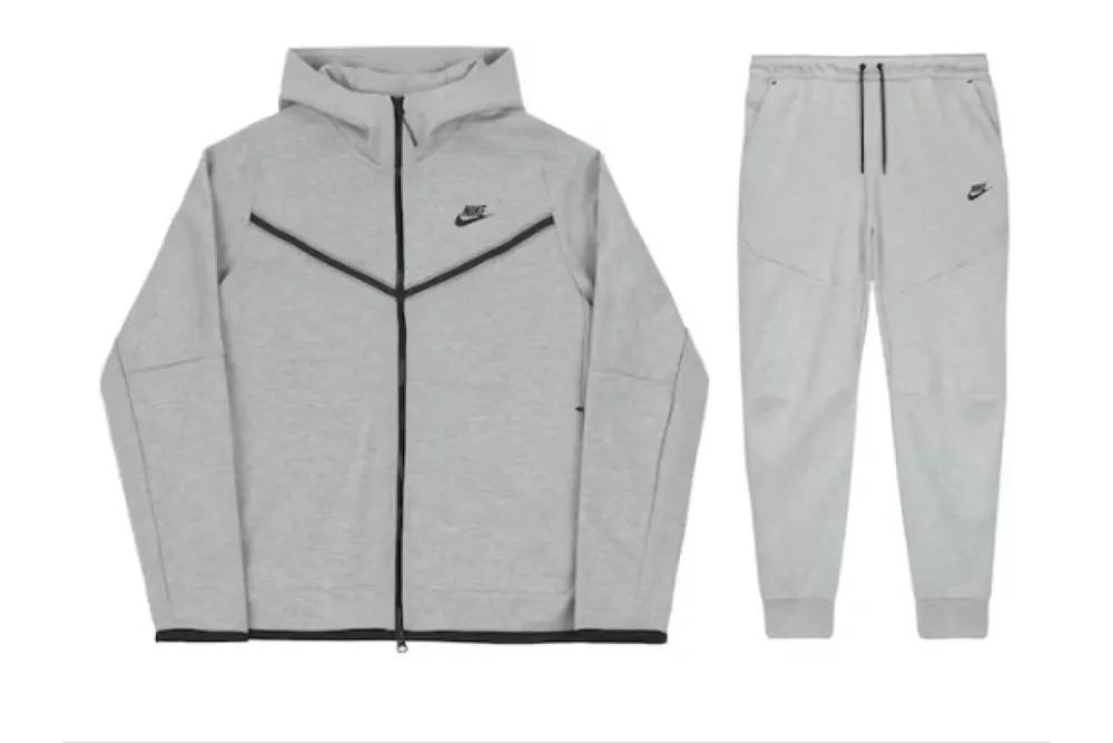  Nike Sportswear Tech Fleece Full Zip Hoodie & Joggers Set Grey