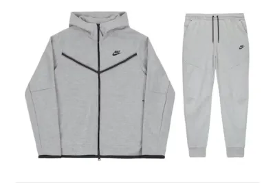  Nike Sportswear Tech Fleece Full Zip Hoodie & Joggers Set Grey 01