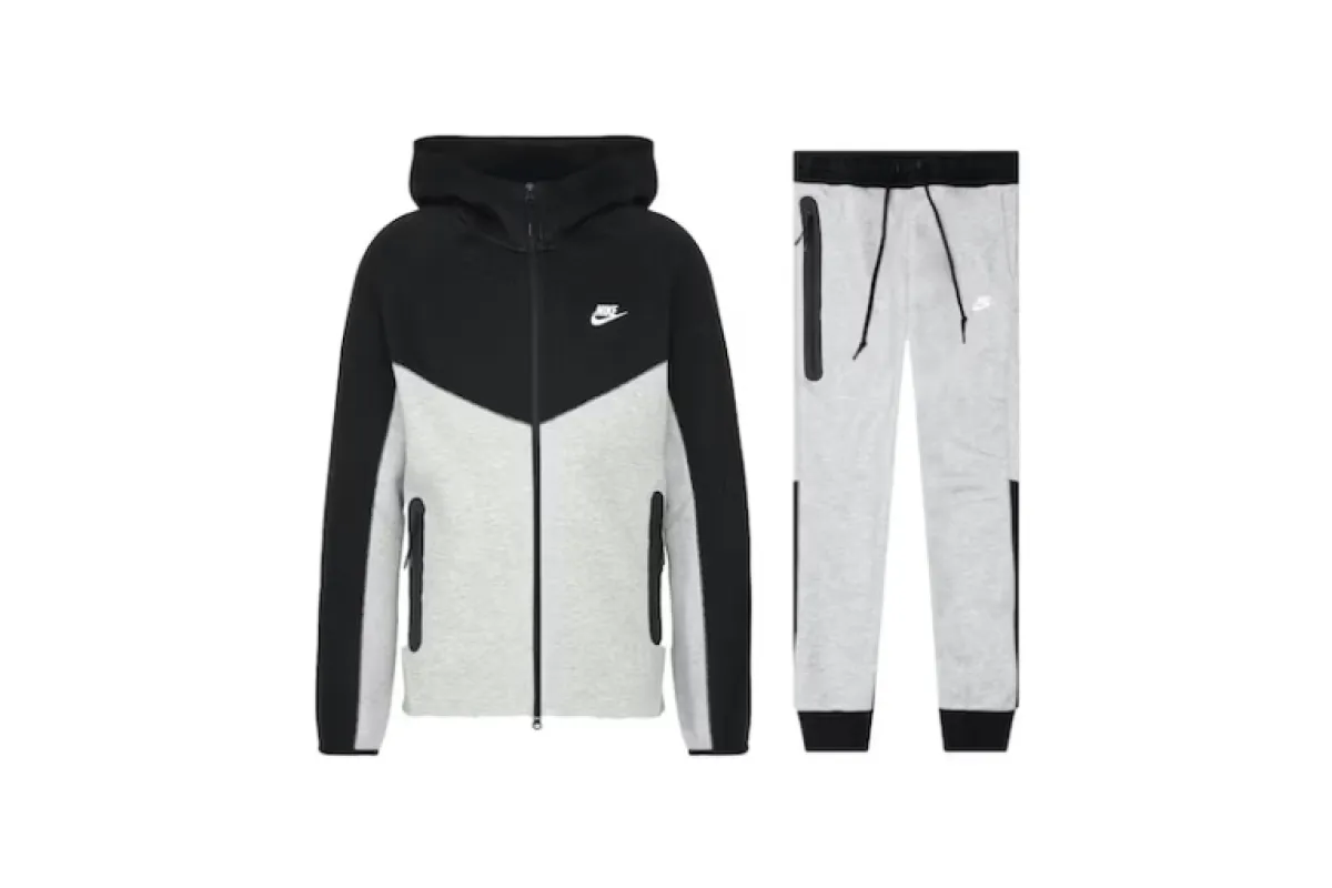 Nike Sportswear Tech Fleece Windrunner Full Zip Hoodie & Joggers Set Dark Grey Heather/Black/White