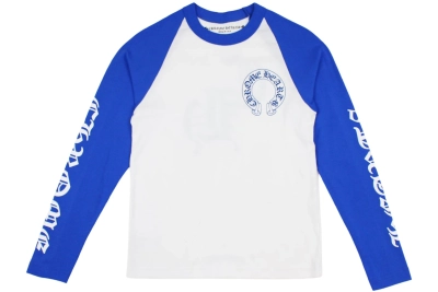 Chrome Hearts CH Baseball Long Sleeves Shirt White/Blue 01