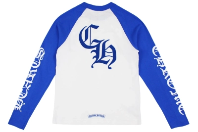 Chrome Hearts CH Baseball Long Sleeves Shirt White/Blue 02