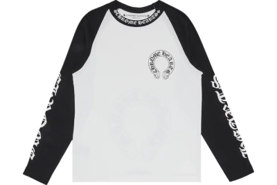 Chrome Hearts Horseshoe Neck Logo 3/4 Long Sleeves Shirt Black/White 01
