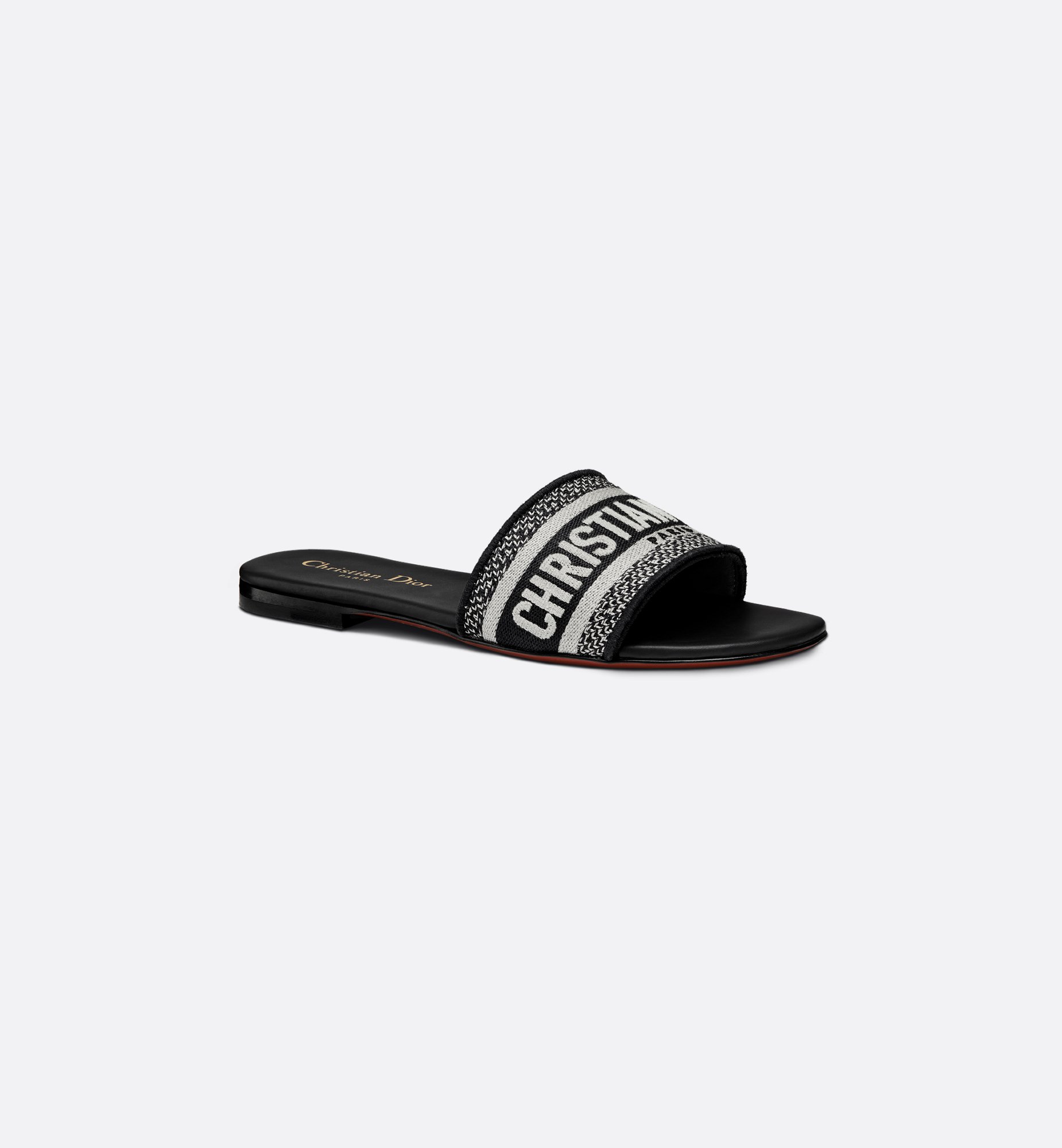 Dior Dway Slide Black Embroidered Cotton KCQ166ERC_S11X