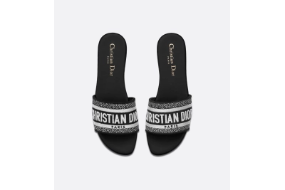 Dior Dway Slide Black Embroidered Cotton KCQ166ERC_S11X 01