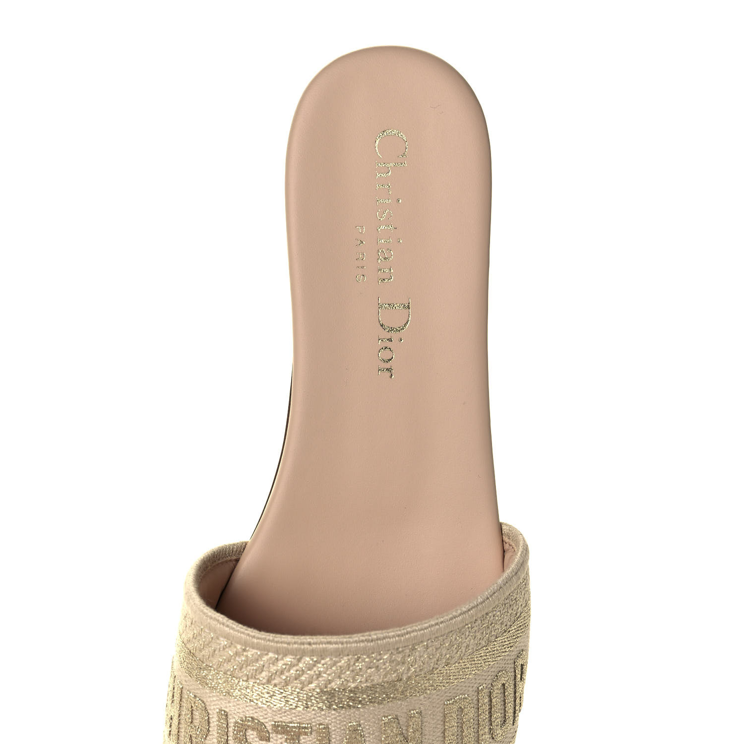 Dior Dway Slide Gold Beige Embroidered Cotton