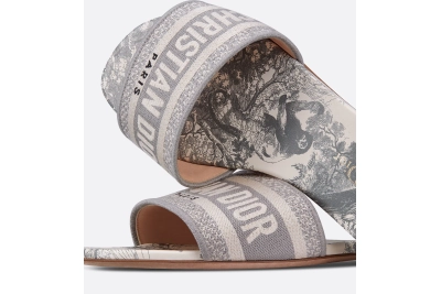 Dior Dway Slide Gray Embroidered Cotton and Toile de Jouy Motif KCQ209TJE_S21G 02