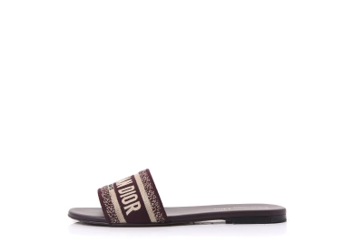 Dior Dway Slide Deep Amaranth Embroidered Cotton 01