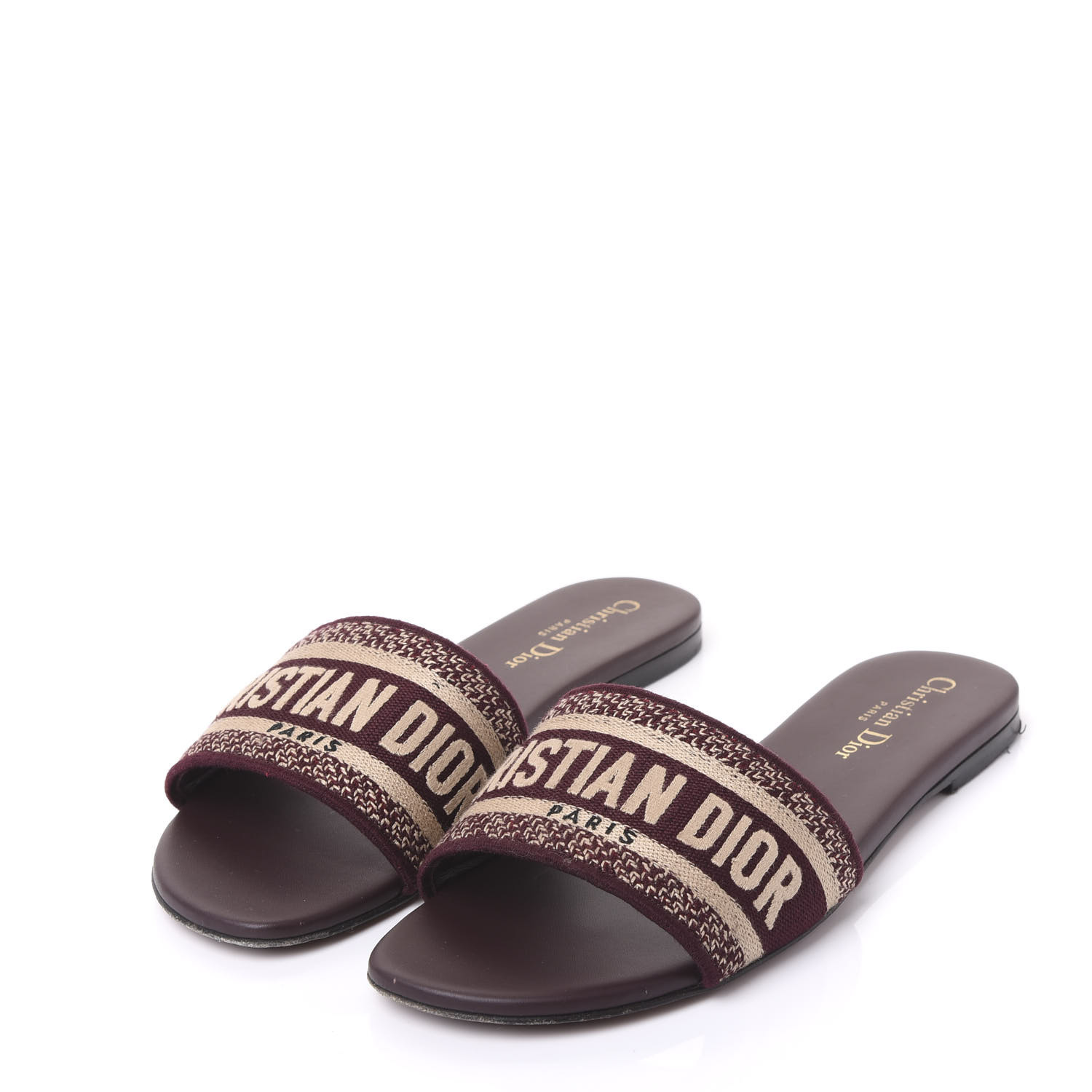 Dior Dway Slide Deep Amaranth Embroidered Cotton