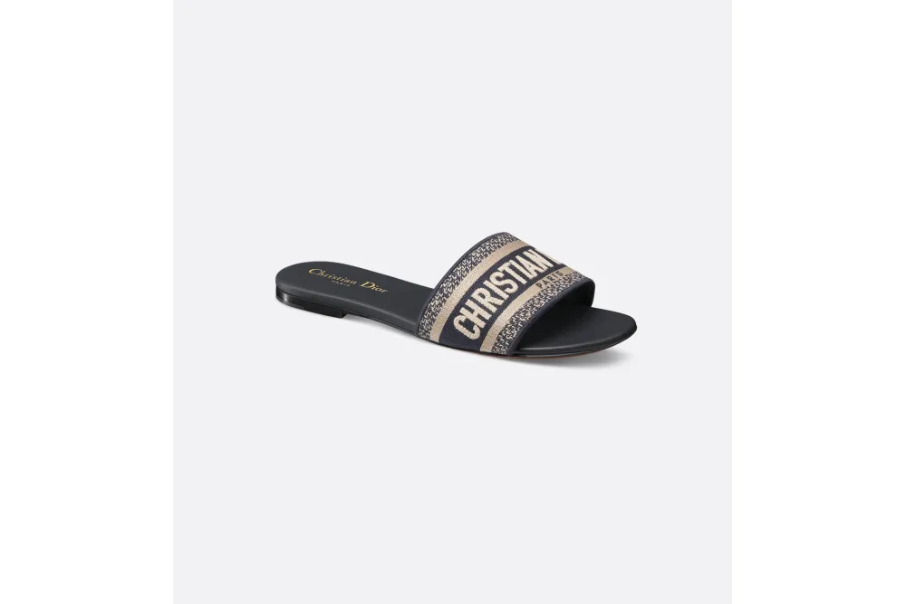 Dway Slide Deep Blue Embroidered Cotton KCQ166ERC_S56B
