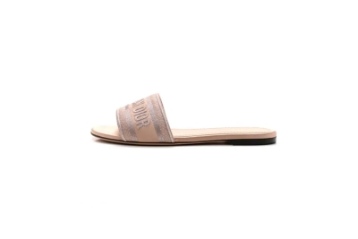 Dior Dway Slide Pink Embroidered Cotton 01