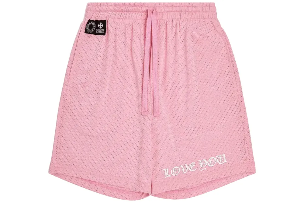 Chrome Hearts Love You Mesh Varsity Shorts Pink
