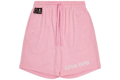 Chrome Hearts Love You Mesh Varsity Shorts Pink 01