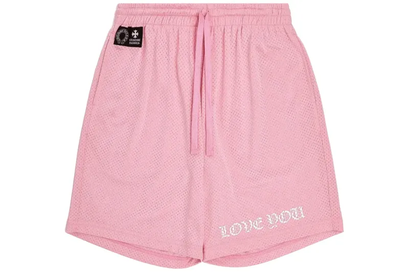 Chrome Hearts Love You Mesh Varsity Shorts Pink