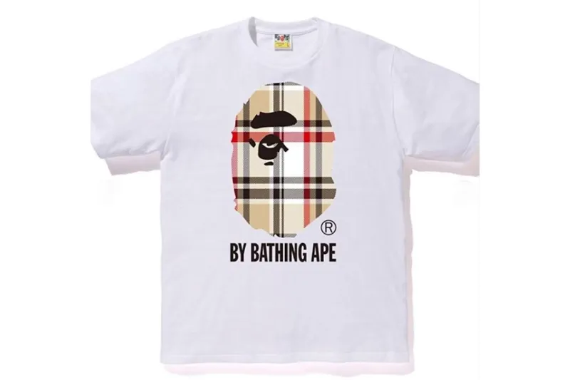 BAPE A Bathing Ape Check by Bathing Tee White/Beige