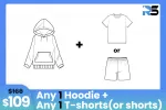 Combo: $109 Get 1 Hoodie and 1 T-shirts (or shorts)